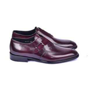 Corrente 6471 Burgundy Suede / Calf-Skin Leather Monk-Strap (CRT1463)-AmbrogioShoes