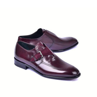 Corrente 6471 Burgundy Suede / Calf-Skin Leather Monk-Strap (CRT1463)-AmbrogioShoes