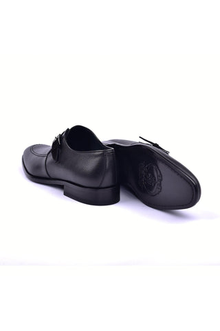 Corrente 6471 Leather Single Monk-Strap - Black-AmbrogioShoes