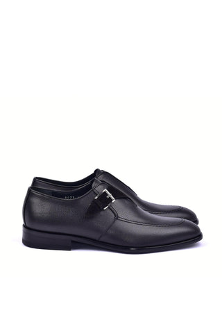 Corrente 6471 Leather Single Monk-Strap - Black-AmbrogioShoes