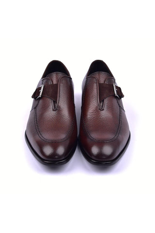 Corrente 6471 Leather Single Monk-Strap - Brown-AmbrogioShoes