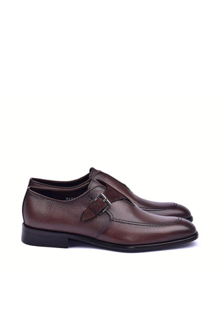 Corrente 6471 Leather Single Monk-Strap - Brown-AmbrogioShoes
