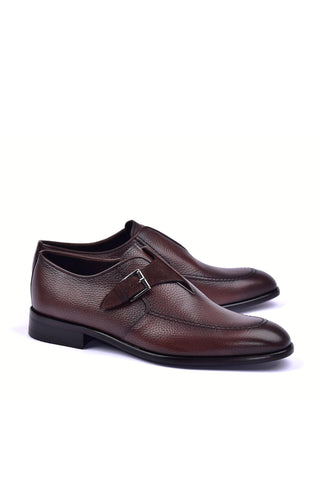 Corrente 6471 Leather Single Monk-Strap - Brown-AmbrogioShoes
