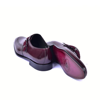 Corrente 6471 Leather Single Monk-Strap - Burgundy-AmbrogioShoes