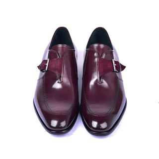 Corrente 6471 Leather Single Monk-Strap - Burgundy-AmbrogioShoes