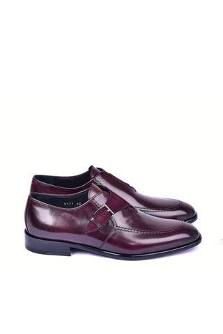 Corrente 6471 Leather Single Monk-Strap - Burgundy-AmbrogioShoes
