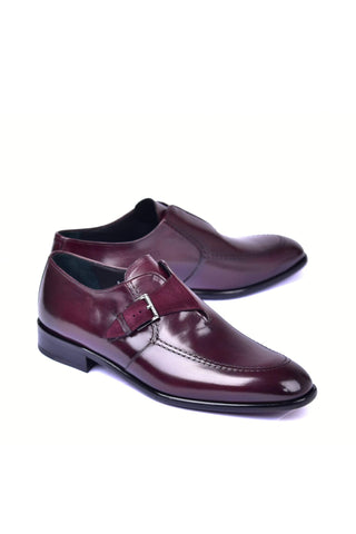 Corrente 6471 Leather Single Monk-Strap - Burgundy-AmbrogioShoes