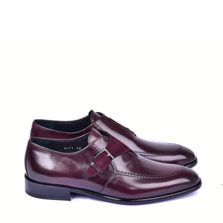 Corrente 6471 Leather Single Monk-Strap - Burgundy-AmbrogioShoes