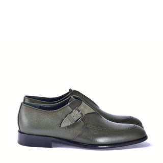 Corrente 6471 Leather Single Monk-Strap - Green-AmbrogioShoes