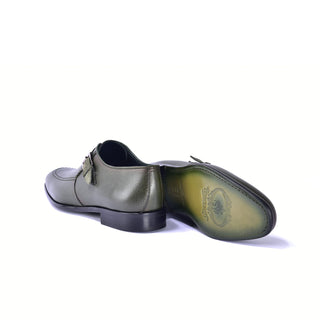 Corrente 6471 Leather Single Monk-Strap - Green-AmbrogioShoes