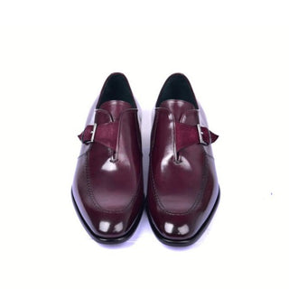 Corrente 6471 Men's Shoes Burgundy Suede / Calf-Skin Leather Monk-Strap (CRT1463)-AmbrogioShoes