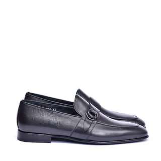 Corrente 6628 Leather Buckle Loafer - Black-AmbrogioShoes