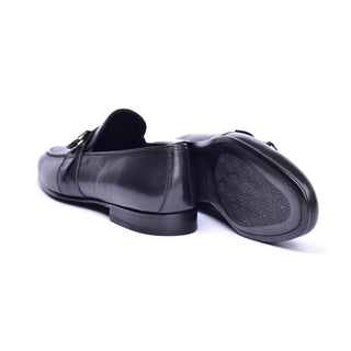 Corrente 6628 Leather Buckle Loafer - Black-AmbrogioShoes