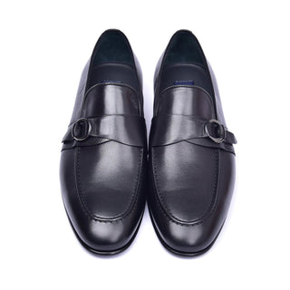 Corrente 6628 Leather Buckle Loafer - Black-AmbrogioShoes