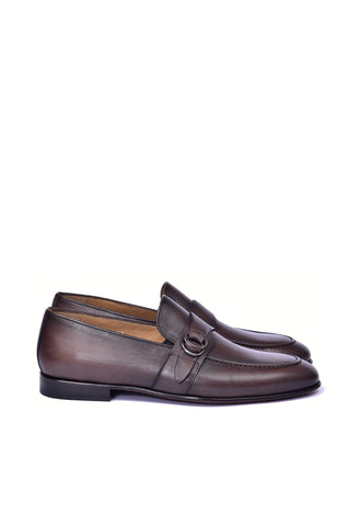Corrente 6628 Leather Buckle Loafer - Brown-AmbrogioShoes
