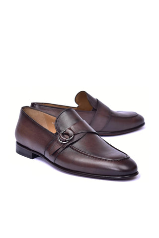 Corrente 6628 Leather Buckle Loafer - Brown-AmbrogioShoes
