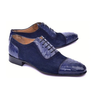 Corrente 6708 Men's Shoes Ostrich Skin & Suede Leather Oxfords (CRT1487)-AmbrogioShoes