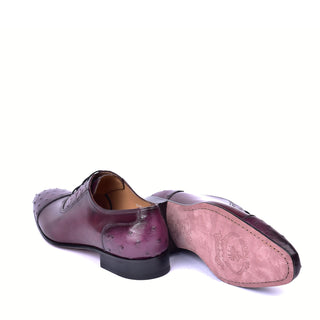 Corrente 6708 Ostrich & Leather Oxford - Burgundy-AmbrogioShoes