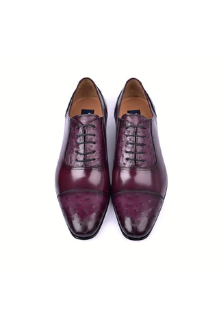 Corrente 6708 Ostrich & Leather Oxford - Burgundy-AmbrogioShoes