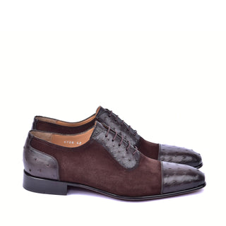 Corrente 6708 Ostrich & Suede Oxford - Brown-AmbrogioShoes