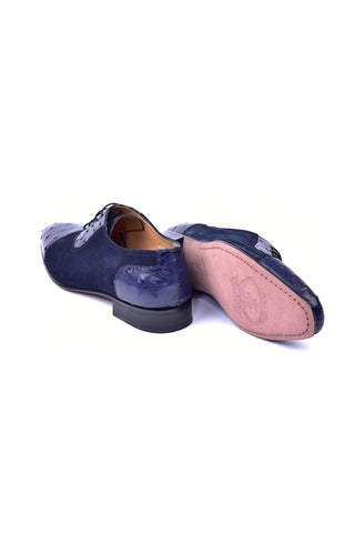 Corrente 6708 Ostrich & Suede Oxford - Navy-AmbrogioShoes