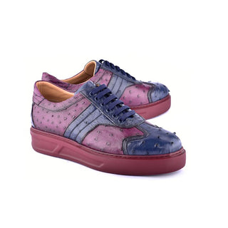 Corrente 6988 Men's Shoes Exotic Ostrich-Skin Sneakers (CRT1476)-AmbrogioShoes