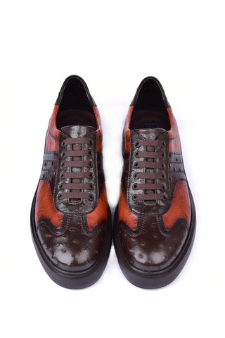 Corrente 6988 Ostrich Sneaker - Brown-AmbrogioShoes