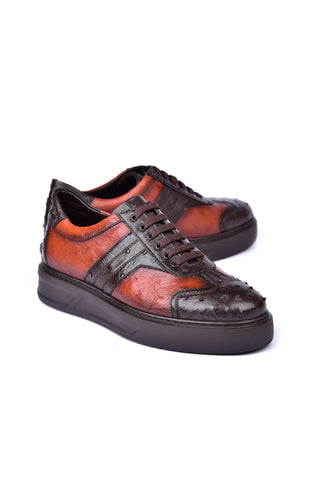 Corrente 6988 Ostrich Sneaker - Brown-AmbrogioShoes
