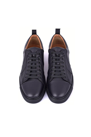 Corrente 7233 Leather Sneaker - Black-AmbrogioShoes
