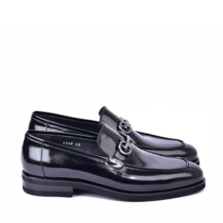 Corrente 7249 Patent Horse-Bit Loafer - Black-AmbrogioShoes