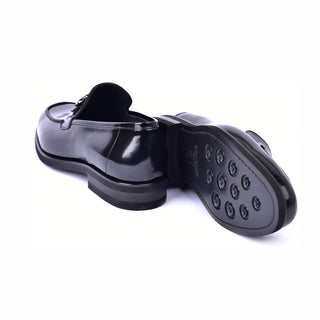 Corrente 7249 Patent Horse-Bit Loafer - Black-AmbrogioShoes