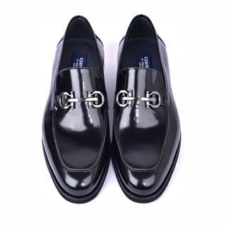 Corrente 7249 Patent Horse-Bit Loafer - Black-AmbrogioShoes