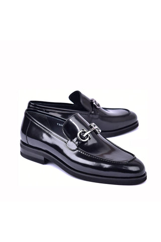 Corrente 7249 Patent Horse-Bit Loafer - Black-AmbrogioShoes