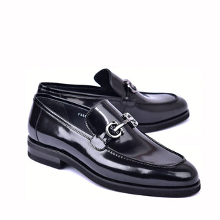 Corrente 7249 Patent Horse-Bit Loafer - Black-AmbrogioShoes