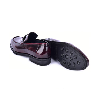 Corrente 7249 Patent Horse-Bit Loafer - Burgundy-AmbrogioShoes
