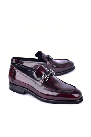 Corrente 7249 Patent Horse-Bit Loafer - Burgundy-AmbrogioShoes