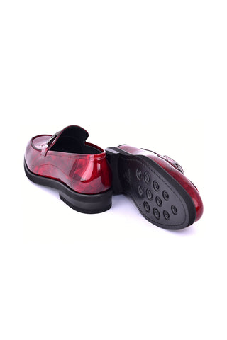 Corrente 7249 Patent Horse-Bit Loafer - Marble Red-AmbrogioShoes