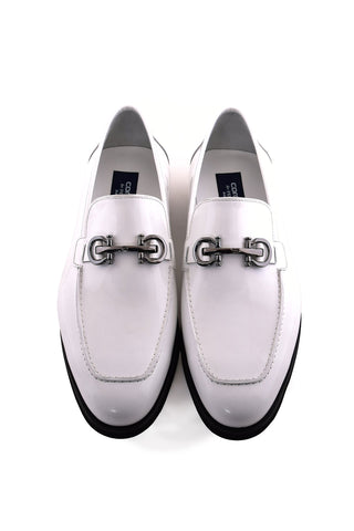 Corrente 7249 Patent Horse-Bit Loafer - White-AmbrogioShoes