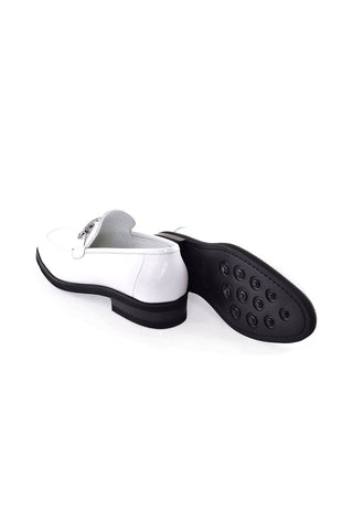 Corrente 7249 Patent Horse-Bit Loafer - White-AmbrogioShoes