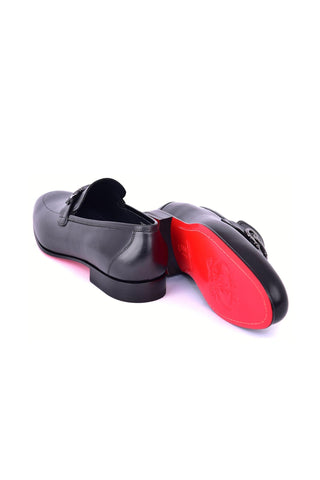 Corrente 7260 Leather Horse-Bit Loafer - Black-AmbrogioShoes