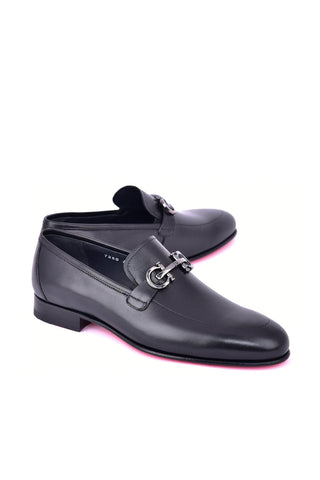 Corrente 7260 Leather Horse-Bit Loafer - Black-AmbrogioShoes