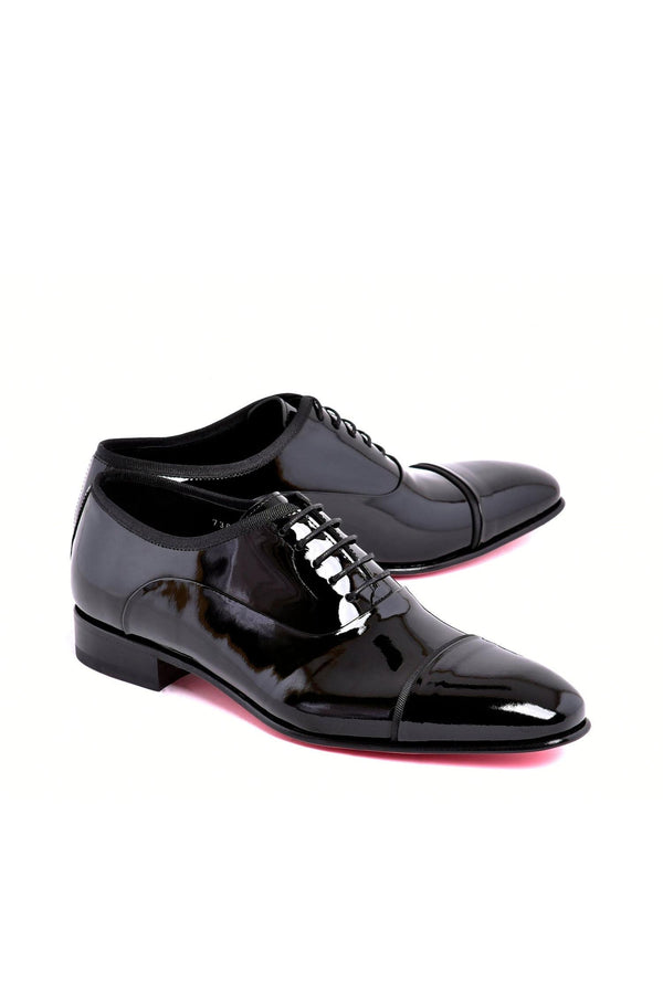 Corrente 7368P Patent Cap-Toe Oxford - Black-AmbrogioShoes