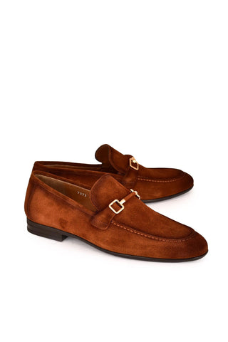 Corrente 7373S Suede Horse-Bit Loafer - Tan-AmbrogioShoes