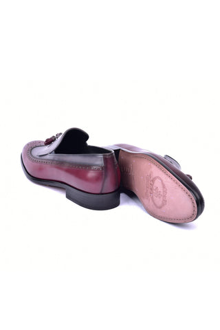 Corrente 7397 Leather Kiltie Loafer - Burgundy & Gray-AmbrogioShoes