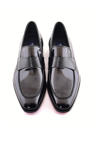 Corrente 7425 Luxe Leather Loafer - Black-AmbrogioShoes
