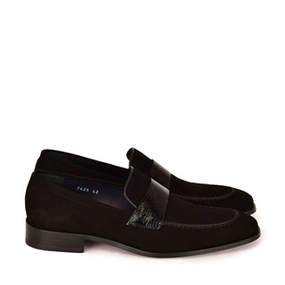 Corrente 7425S Suede Loafer - Black-AmbrogioShoes