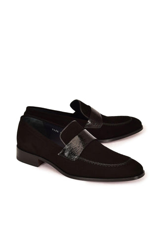 Corrente 7425S Suede Loafer - Black-AmbrogioShoes