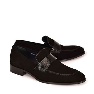 Corrente 7425S Suede Loafer - Black-AmbrogioShoes
