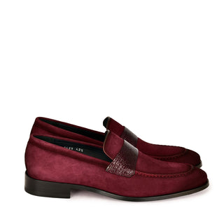 Corrente 7425S Suede Loafer - Burgundy-AmbrogioShoes