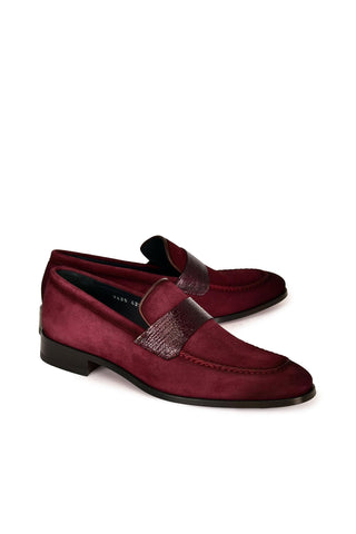 Corrente 7425S Suede Loafer - Burgundy-AmbrogioShoes